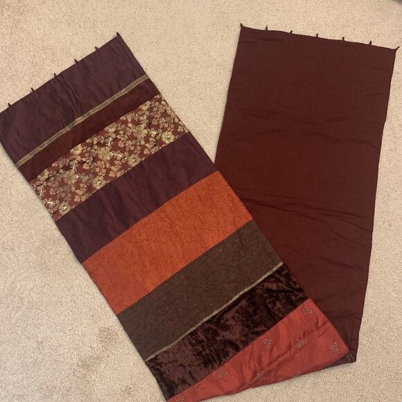 Table Runner 69.5" Lg. Jacquard Velvet Beaded Metallic Embroidered Fabrics. B88. - Picture 1 of 4